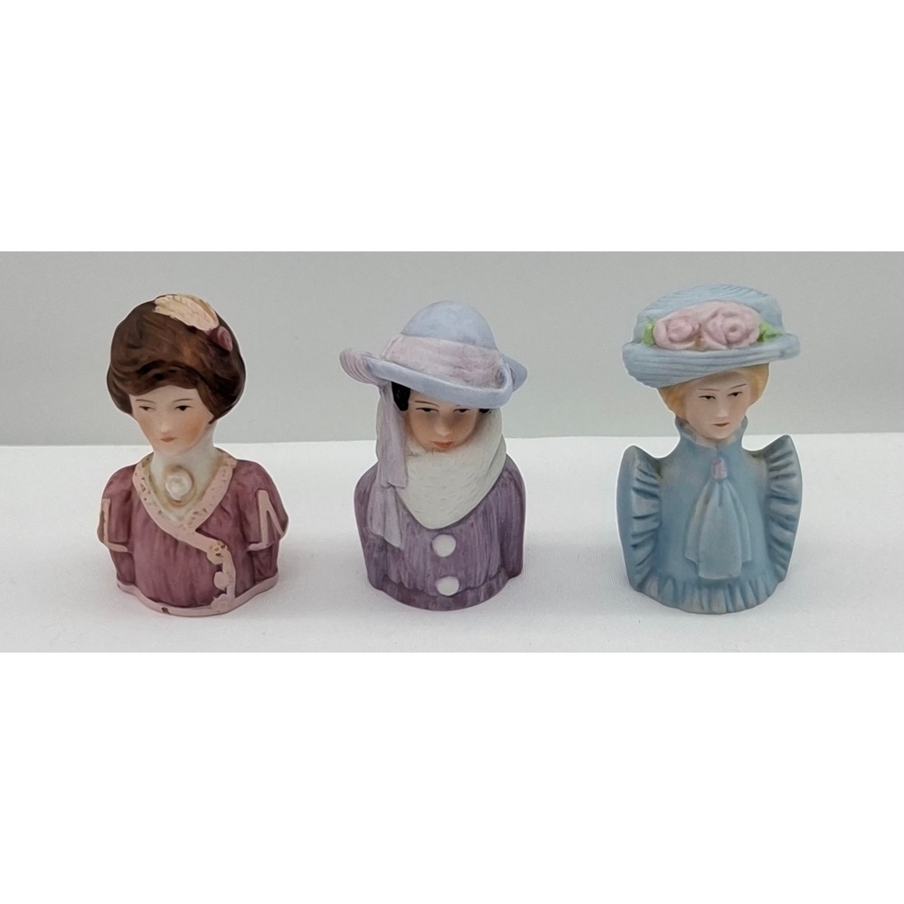 Lot of 3 Vtg Avon Porcelain Fashion Silhouettes American Fashion Thimbles